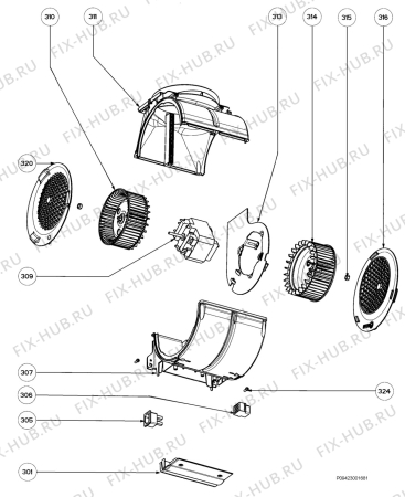 Взрыв-схема вытяжки Zanussi ZHC631X - Схема узла Section 3